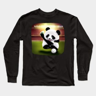 Cute Panda Soocer in Future World Long Sleeve T-Shirt